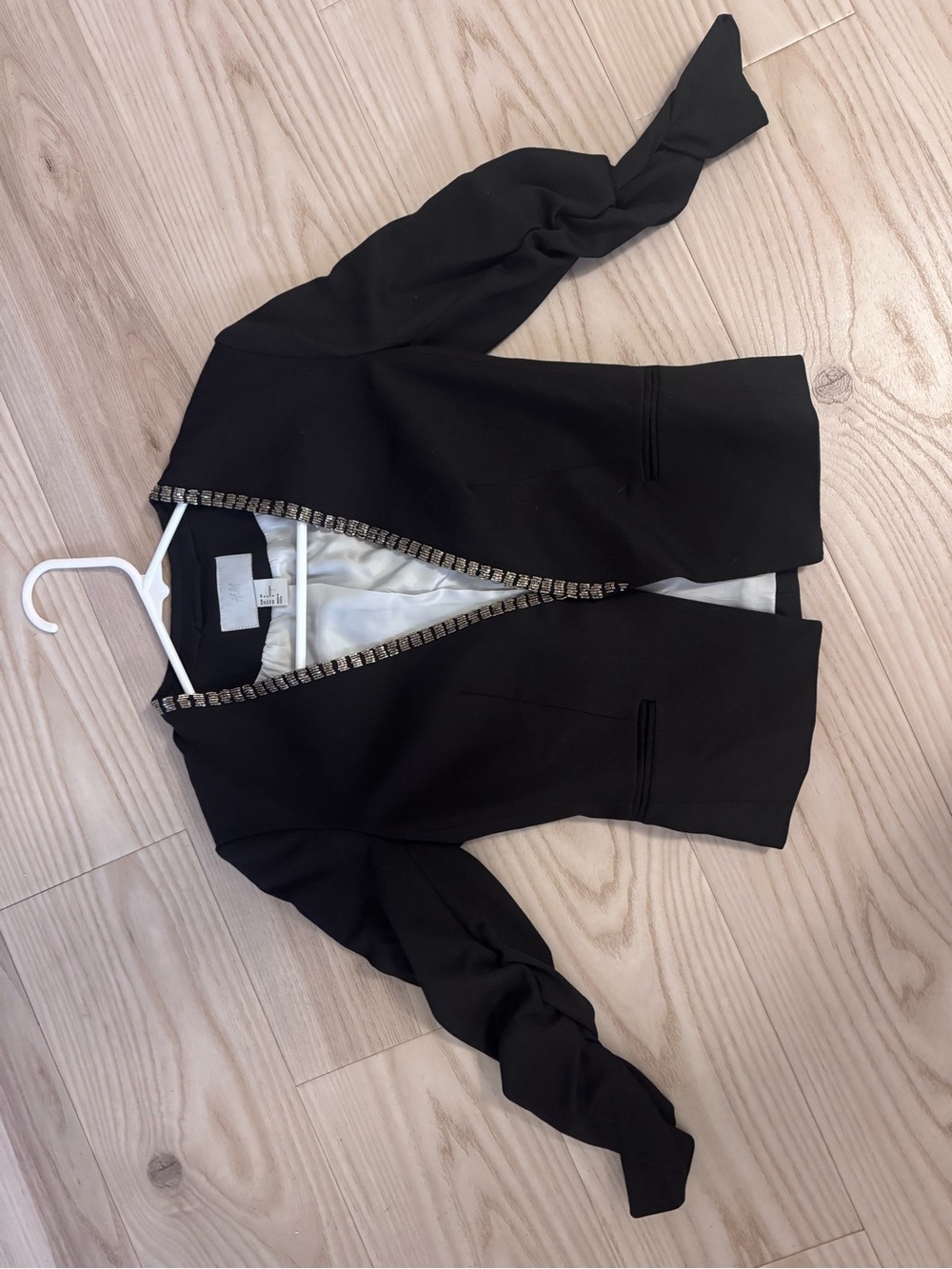 Womenโs Black Embellished Open-Front Jacket
